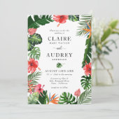 Aquarelle Faire-part de mariage de verdure tropica (Debout devant)