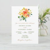 Aquarelle faire-part de mariage fleurie orange (Debout devant)