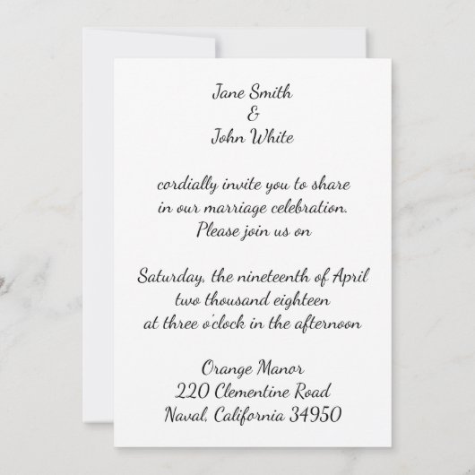 Aquarelle Faire-part de mariage Fleurs (Dos)