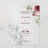 Aquarelle Faire-part de mariage Fleurs (Devant / Derrière)