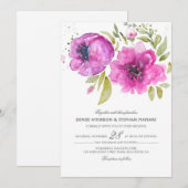 Aquarelle Faire-part de mariage Fleurs (Devant / Derrière)