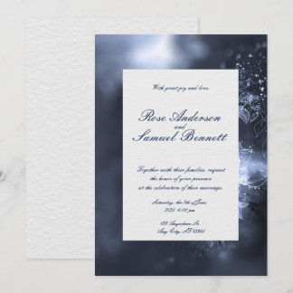 Aquarelle Faire-part de mariage Fleurs Bleues