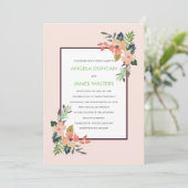 Aquarelle Faire-part de mariage Fleurs de coin (Debout devant)