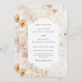 Aquarelle Faire-part de mariage Fleurs délicates (Devant / Derrière)