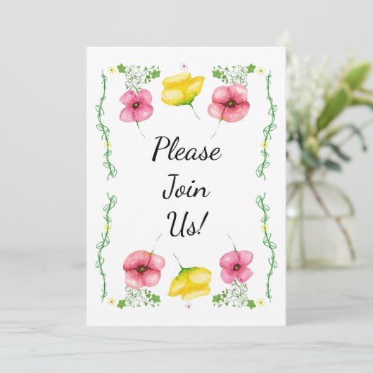 Aquarelle Faire-part de mariage florale (Debout devant)