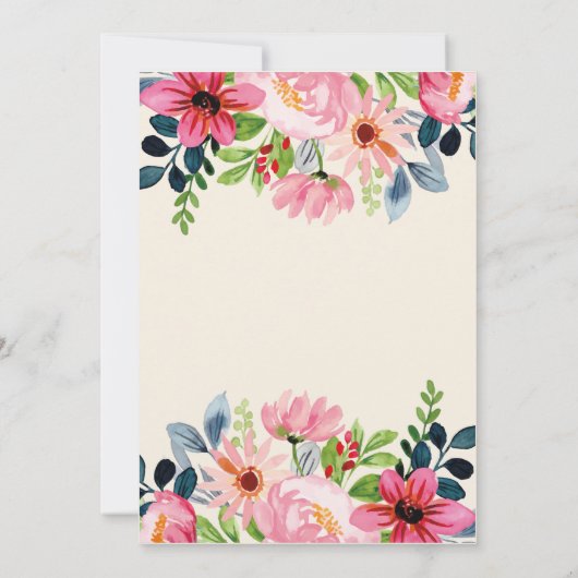 Aquarelle Faire-part de mariage florale (Dos)