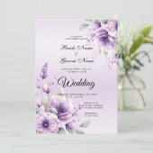 Aquarelle Faire-part de mariage Florale pourpre (Debout devant)