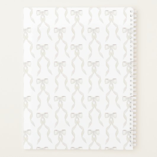 Aquarelle fantaisie Blanc Bow Mariage Monogramme (Dos)