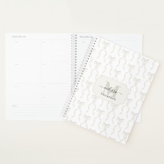 Aquarelle fantaisie Blanc Bow Mariage Monogramme (Devant avec enveloppe)