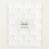 Aquarelle fantaisie Blanc Bow Mariage Monogramme (Devant)