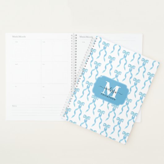 Aquarelle fantaisie bleu Bow Mariage monogramme (Devant avec enveloppe)