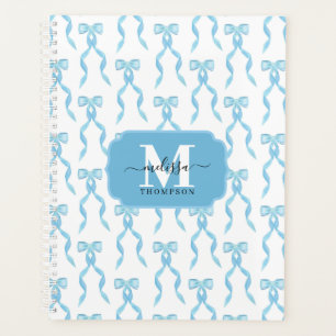 Aquarelle fantaisie bleu Bow Mariage monogramme