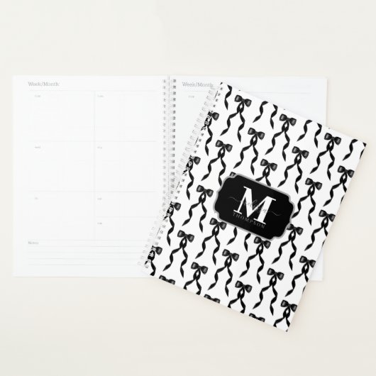 Aquarelle fantaisie Noir Bow Mariage monogramme (Devant avec enveloppe)