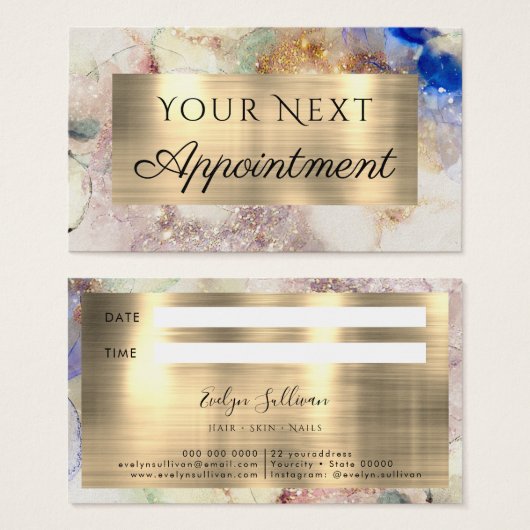 aquarelle fausse parties scintillant et huile d'or (Devant & derrière)