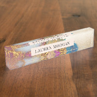 Aquarelle Faux Gold Foil Desk Plaque d'identificat