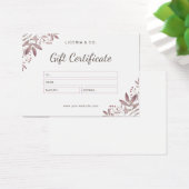 Aquarelle Feminine Elegant Certificat Cadeau (Bureau)
