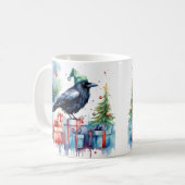 Aquarelle Festif Corneille de Noël Mug (Devant gauche)