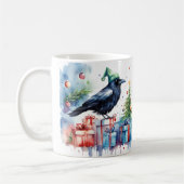 Aquarelle Festif Corneille de Noël Mug (Gauche)
