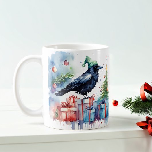 Aquarelle Festif Corneille de Noël Mug