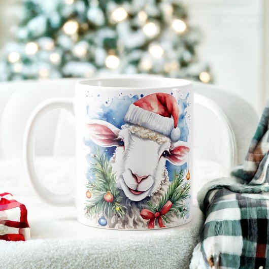 Aquarelle Festif Mouton de Noël Mug