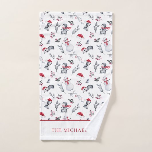 Aquarelle Festive de Noël (Serviette à main)