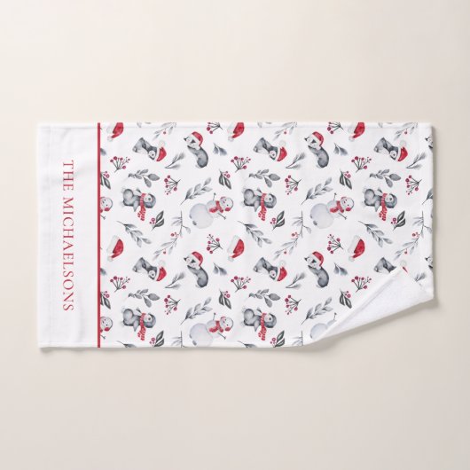 Aquarelle Festive de Noël (Serviette à main)