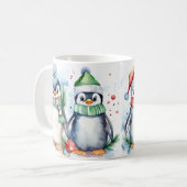 Aquarelle Festive Pingouins de Noël Mug (Devant gauche)