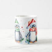 Aquarelle Festive Pingouins de Noël Mug (Centre)