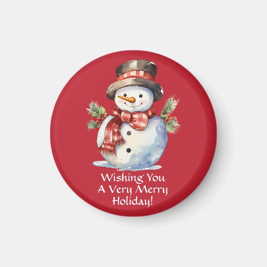 Aquarelle Festive Snowman Magnet de vacances (Devant)