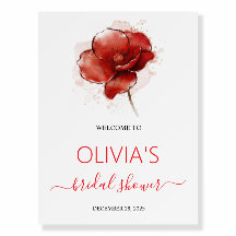 Aquarelle Fête des mariées rouge florale Affiche d