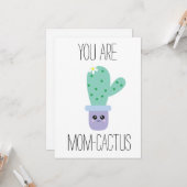 Aquarelle Fête des mères Funny Kawaii Cactus Carte (Devant/Arrière en situation)