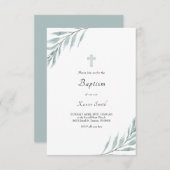 aquarelle feuillage design invitation baptême (Devant / Derrière)