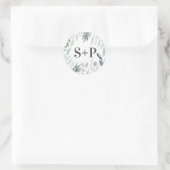 Aquarelle feuillage vert autocollants de mariage i (Sac)