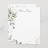 Aquarelle feuillage vert et or Carte à billet plat (Devant / Derrière)