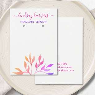 Aquarelle Feuille Boucles d'oreilles Bijoux Carte 