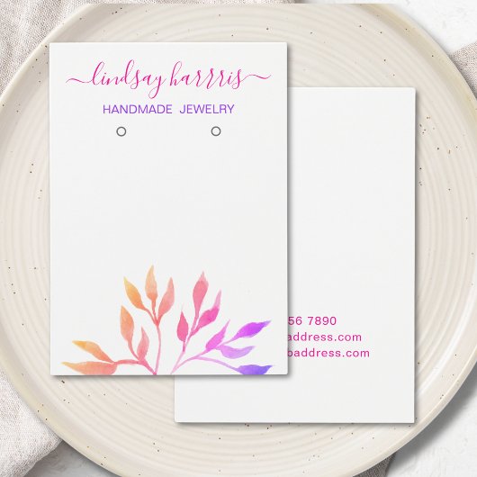 Aquarelle Feuille Boucles d'oreilles Bijoux Carte