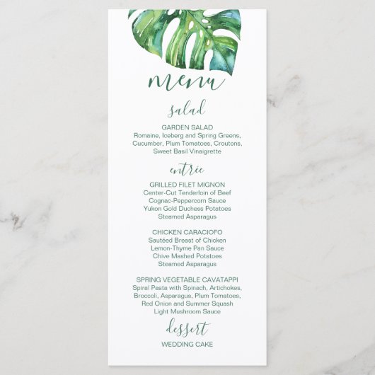 Aquarelle Feuille de palme - menu de mariage de de (Devant)