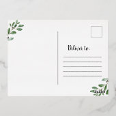 Aquarelle Feuille Gold Foil Moving Faire-part (Verso)