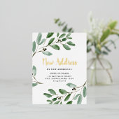 Aquarelle Feuille Gold Foil Moving Faire-part (Debout devant)