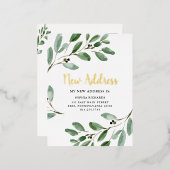 Aquarelle Feuille Gold Foil Moving Faire-part (Recto/Verso)