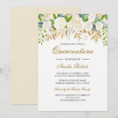 Aquarelle feuille or Quinceanera Invitation (Devant / Derrière)
