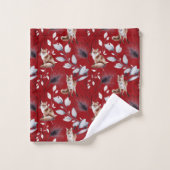 Aquarelle Feuille Red Fox d'hiver (Gant de toilette)