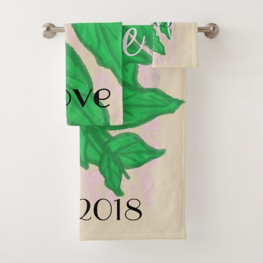 Aquarelle Feuille verte Ensemble de serviettes de  (En situation)