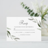 Aquarelle Feuille verte Mariage moderne RSVP (Debout devant)