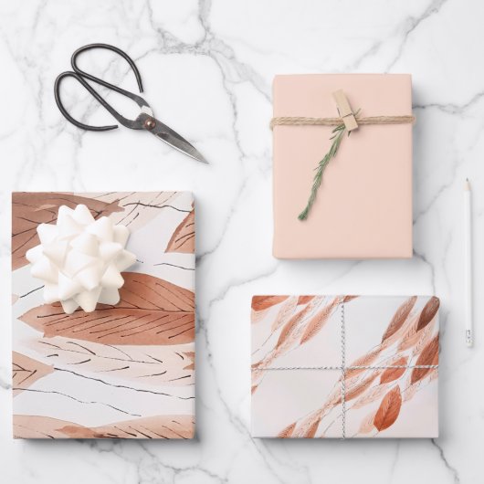 Aquarelle Feuilles Brown Terracotta Beige Blush (Recto)