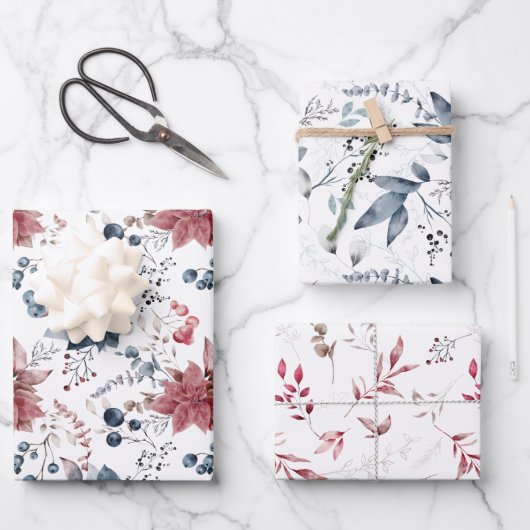 Aquarelle Feuilles d'enveloppement de Noël Ensembl (Recto)