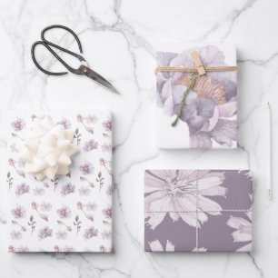 Aquarelle Feuilles d'enveloppement Floral Violet