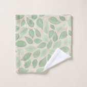 Aquarelle Feuilles en vert et beige (Gant de toilette)