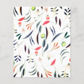 Aquarelle feuilles et olives, blanc simple (Dos)