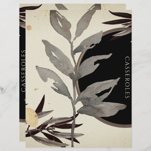 Aquarelle Feuilles Recette Divider | Cassseroles (Devant / Derrière)